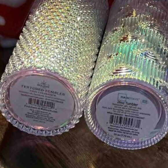 Two Iridescent Tumblers Holiday Time & Mainstays - Set of 2 - NEW - Picture 3 of 5